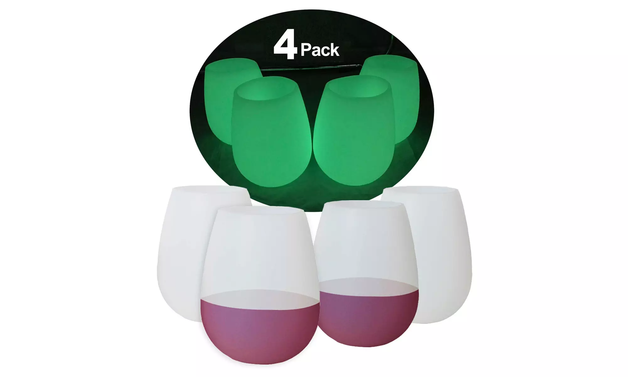 Silicone Wine Glasses Glow in The Dark Party Camping Wine Glass Set of 4 - Second Medium