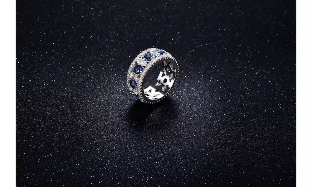 18K White Gold Plated Cubic Zirconia Eternity Band By Mina Bloom