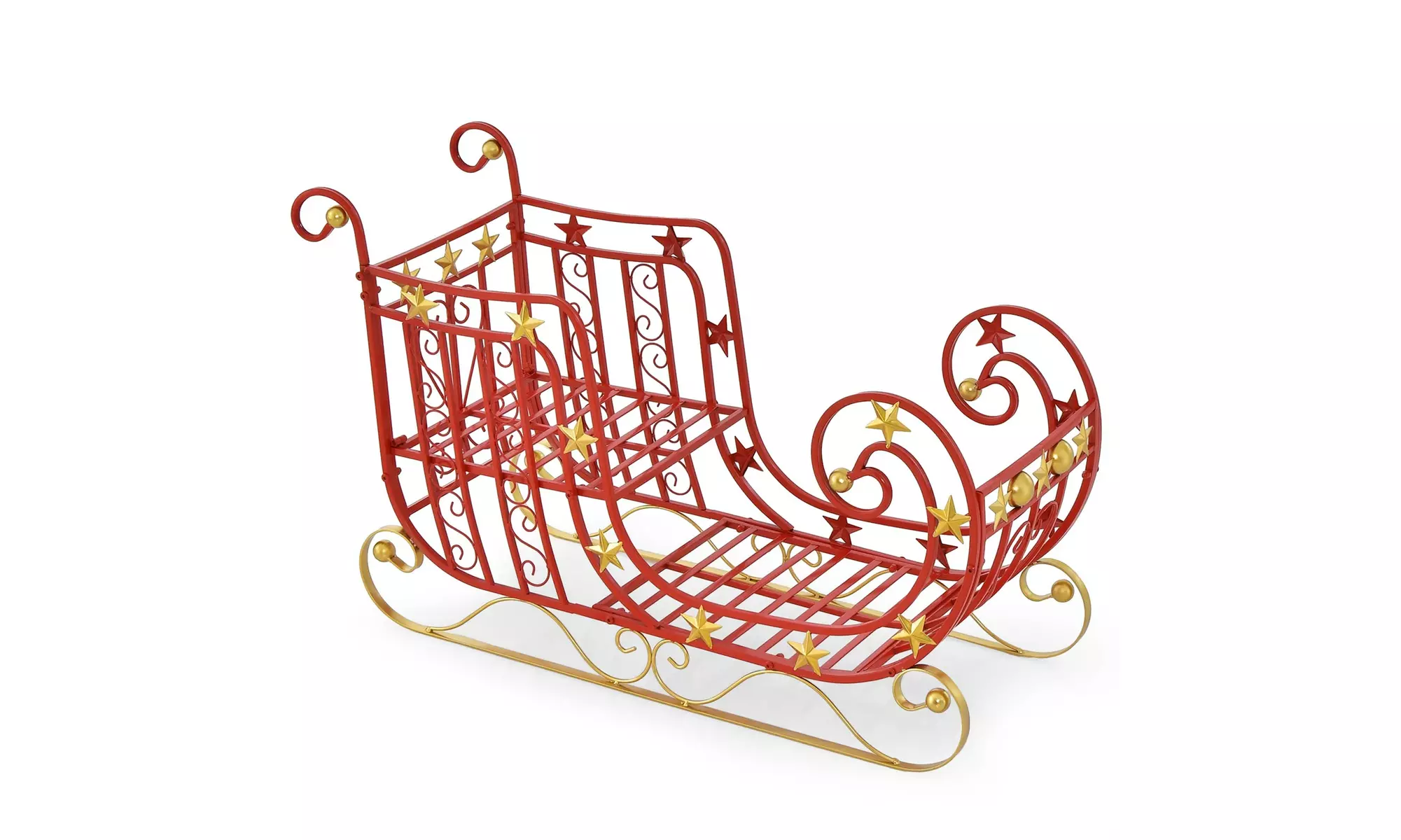 Costway Red Santa Sleigh w/ Large Cargo Area Gifts Metal Christmas Holiday Decor