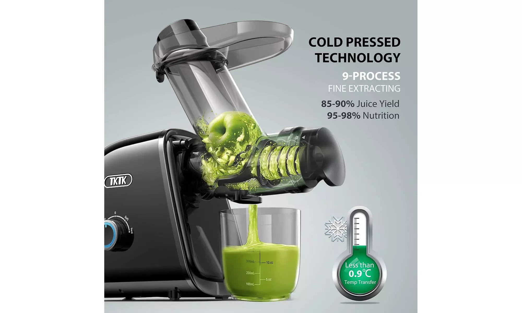 TKTK Slow Masticating Juicer Extractor with 2 Speed Modes - New