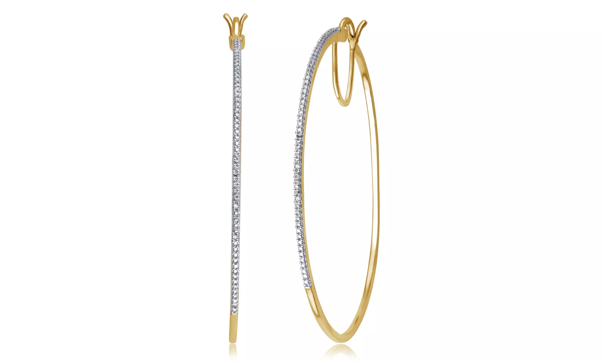 Gold Plated Round Diamond Accent Hoop Earring Fashion Jewelry for Women Girls - Primary Image