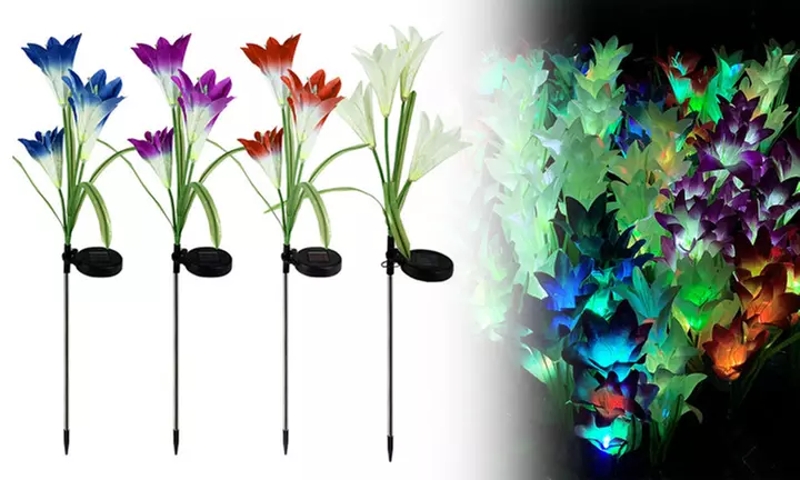 Outdoor Solar Light Solar Garden Stake Flower Light Lily Flower Light Decoration - Primary Image