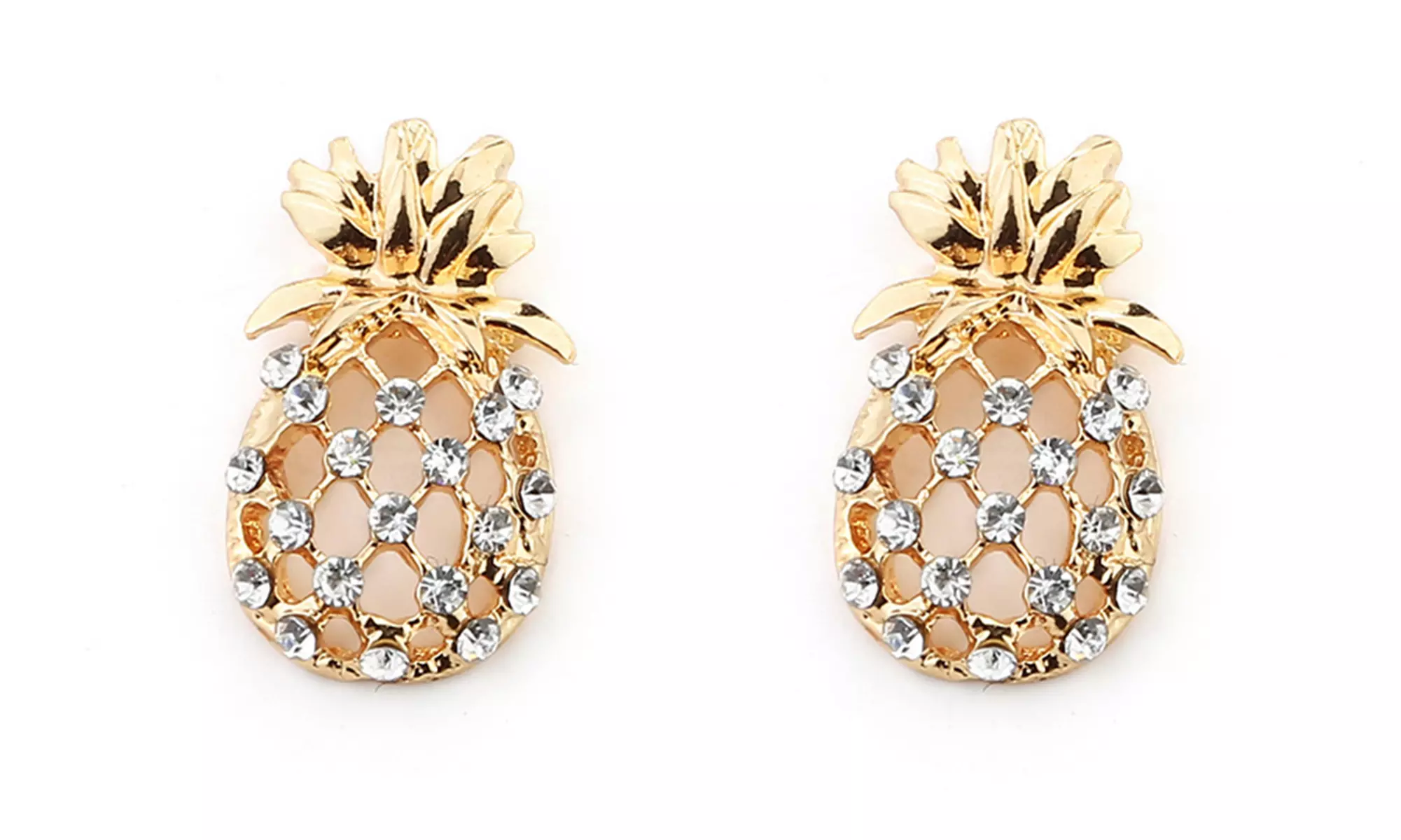 Crystal Fruit Pineapple Stud Earrings Jewelry 