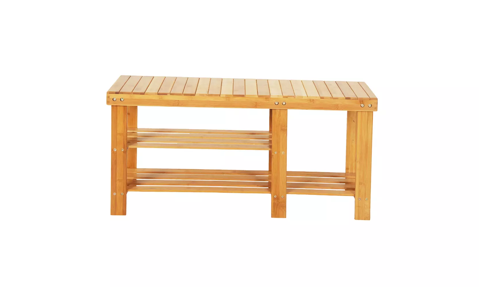 Bamboo Shoe Bench Entryway Storage Rack - Second Medium
