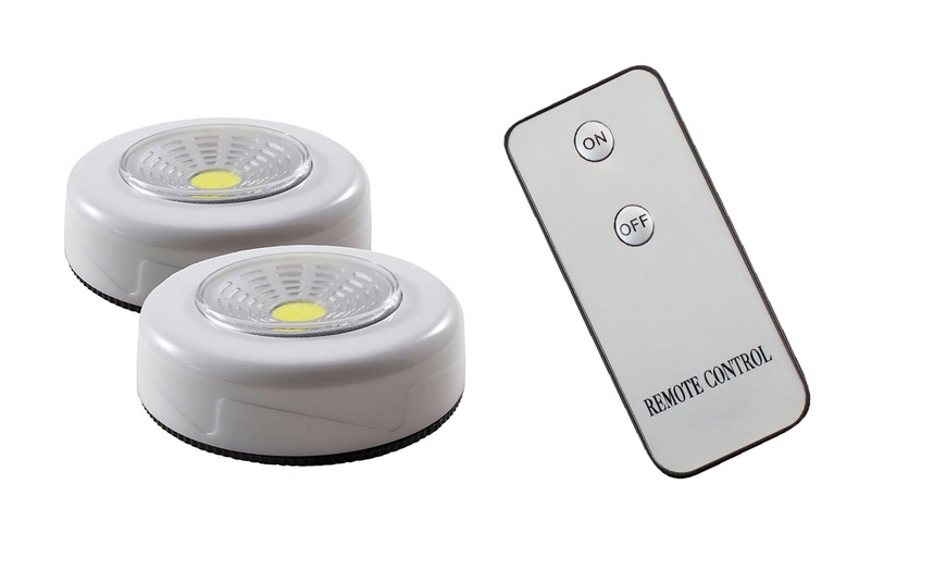 Wireless COB LED Puck Lights With Remote Control Under Cabinet Lighting ...