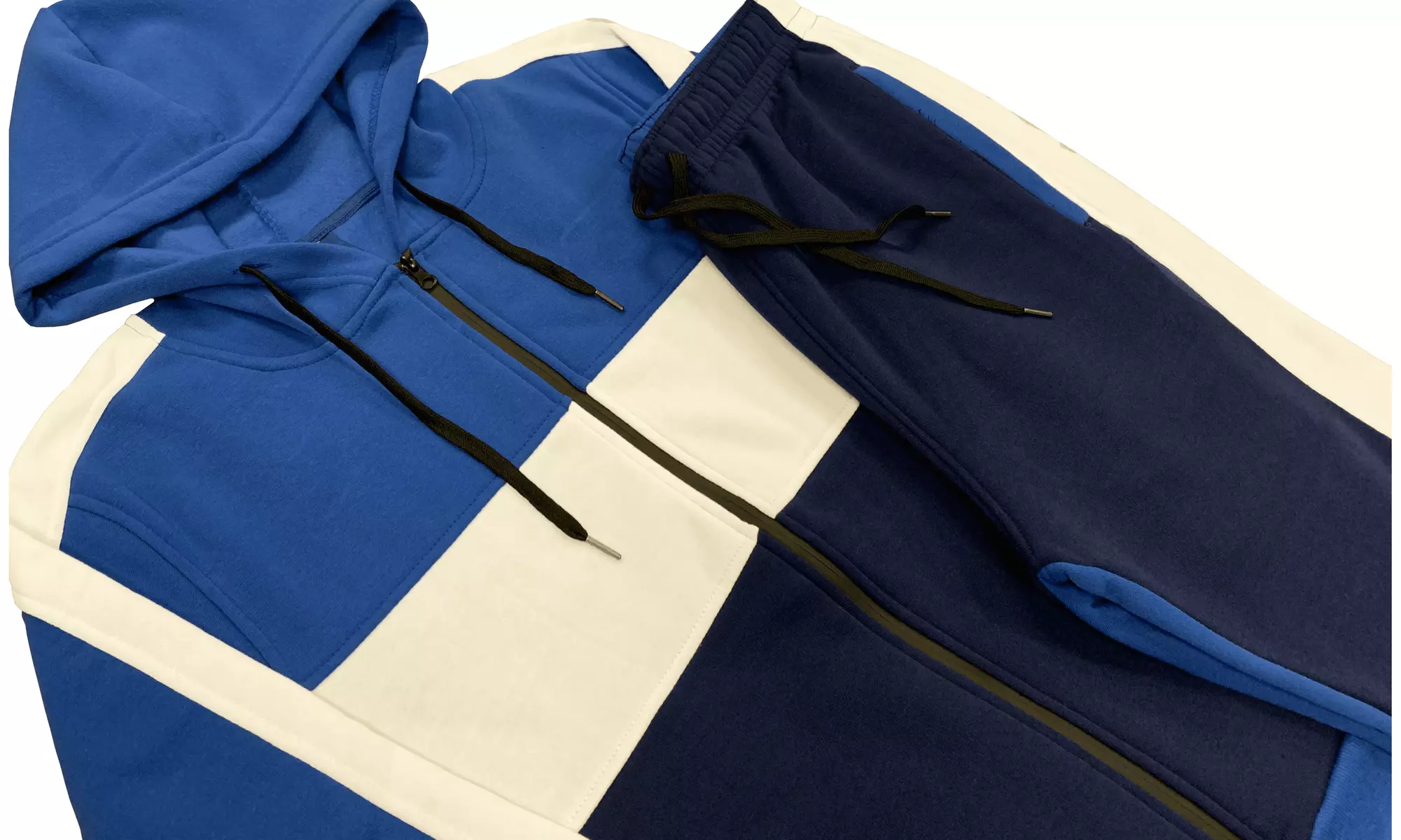 Mens' Jogger Sweatsuit 2-Piece Color Block Sweat jacket Sweatpants Fleece suit