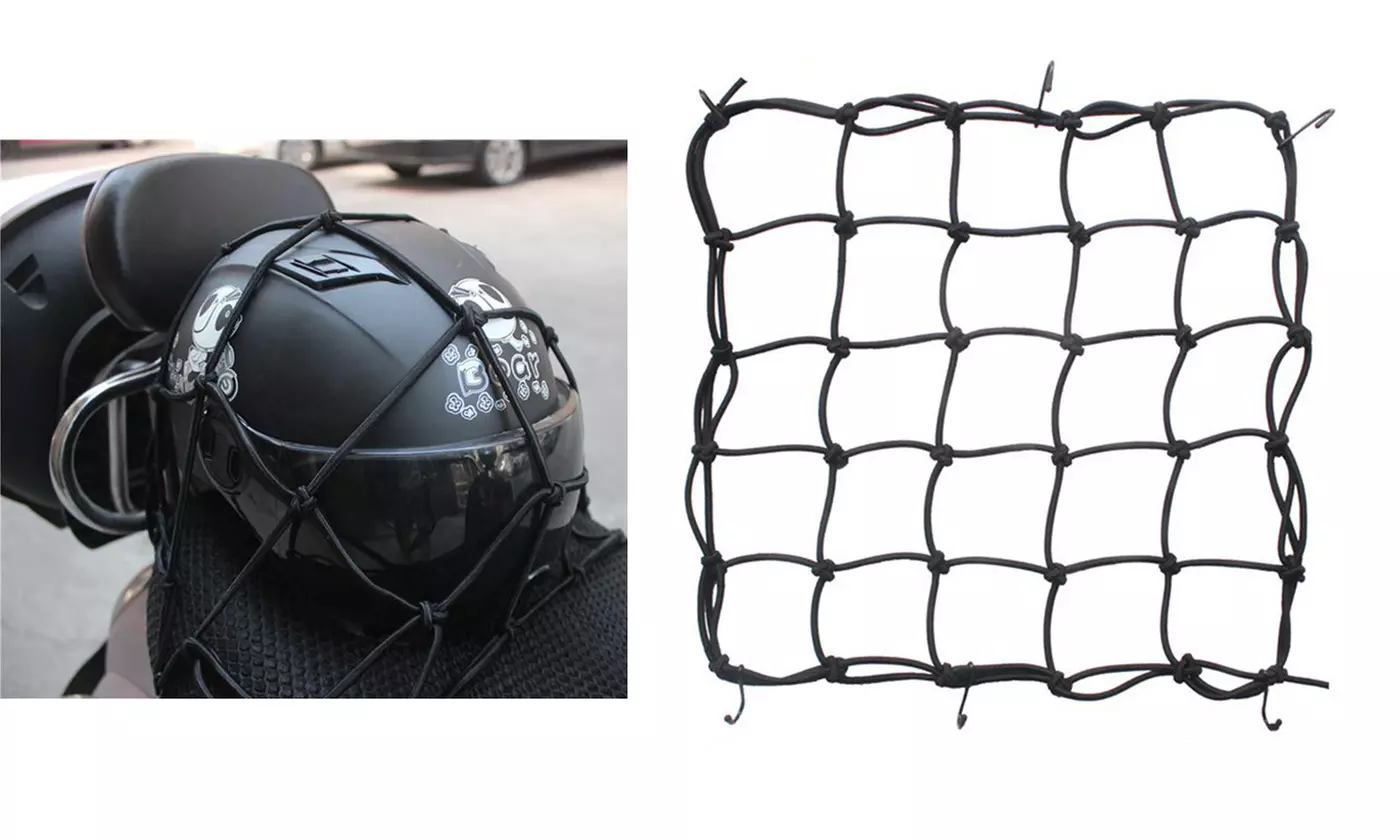 Cargo Net Motorcycle Helmet Mesh Luggage Tie Down Bungee Cord - 15.7 x 15.7 Inch - Primary Image