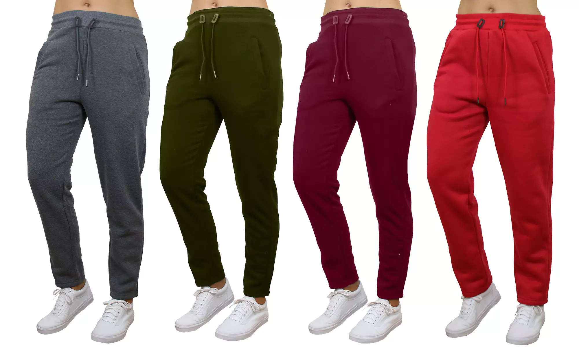 4-Pack Women's Loose Fitting Fleece & French Terry Jogger Sweatpants - Second Medium