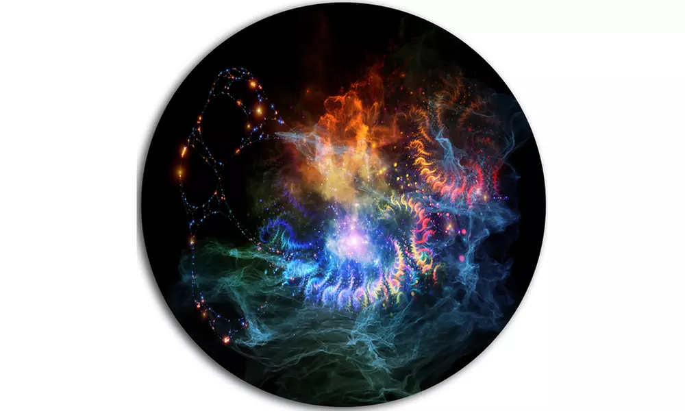 Flame Lights of Network' Abstract Circle Metal Wall Art - Second Medium