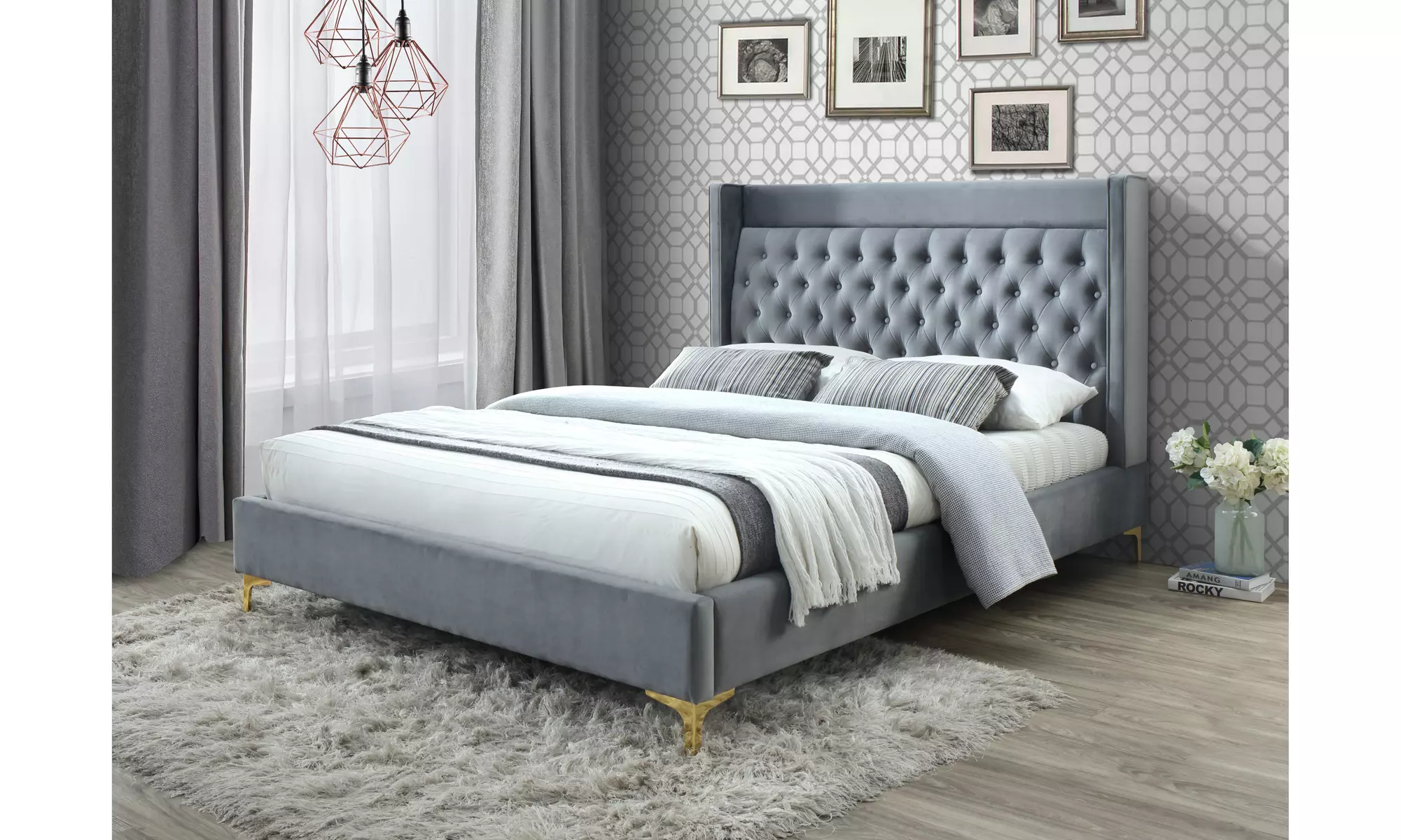 Malene Luxe and Glamour Platform Bed - Queen and King - Second Medium