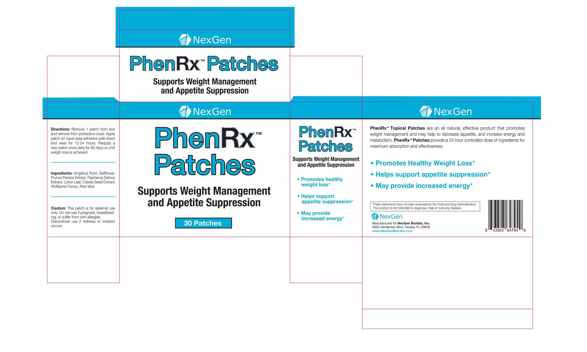 2 PACK PhenRX Weight Loss Diet Appetite Suppressant Patches 2 Month Supply - Second Medium