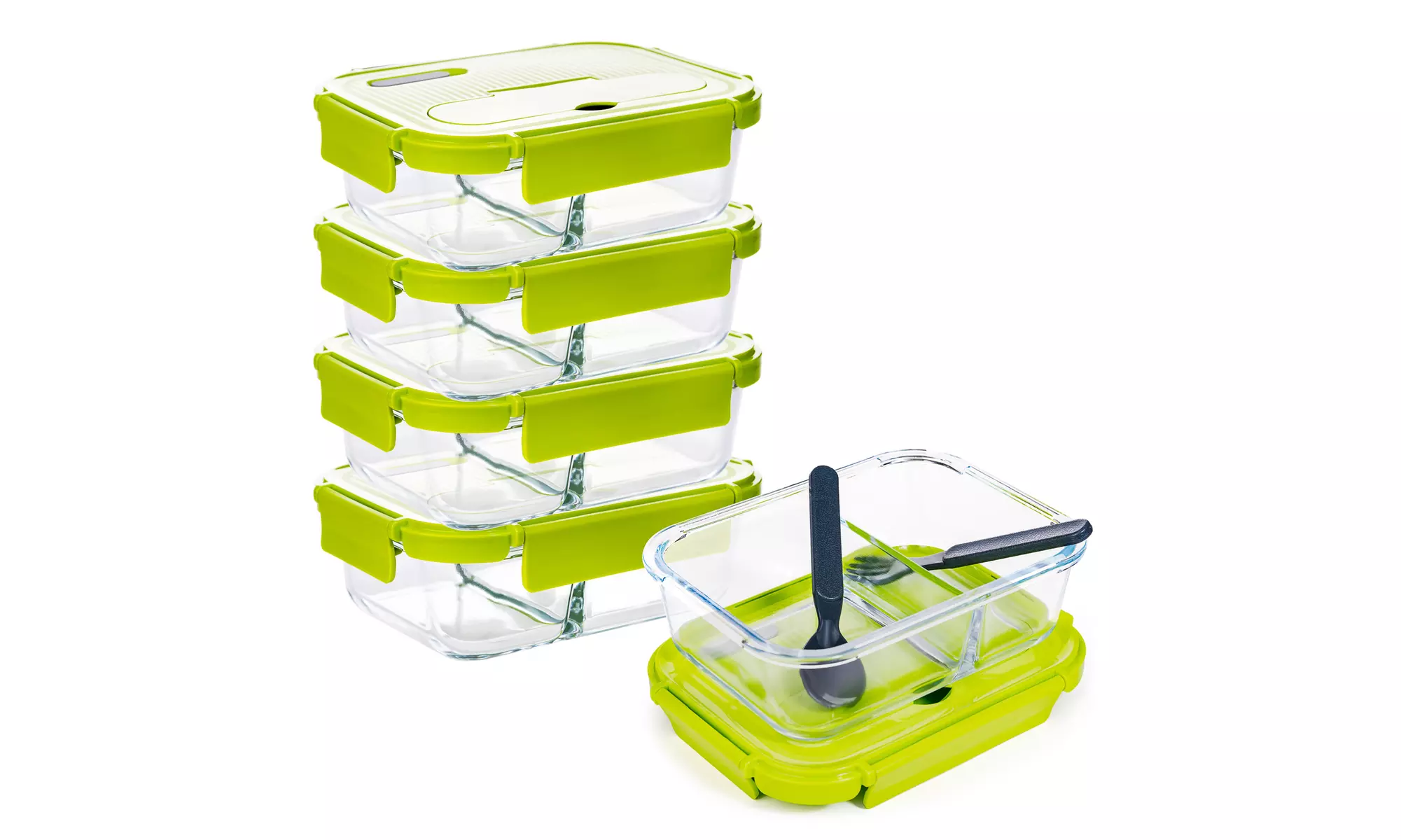 Borosilicate Glass Meal Prep Containers with Snap Locking Lids (1-3or 5 Pack)
