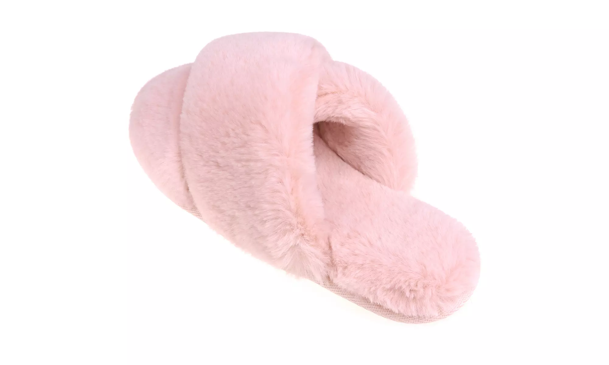 Womens Faux Fur Cross Slide Slippers Warm Memory Foam Indoor Outdoor Shoes
