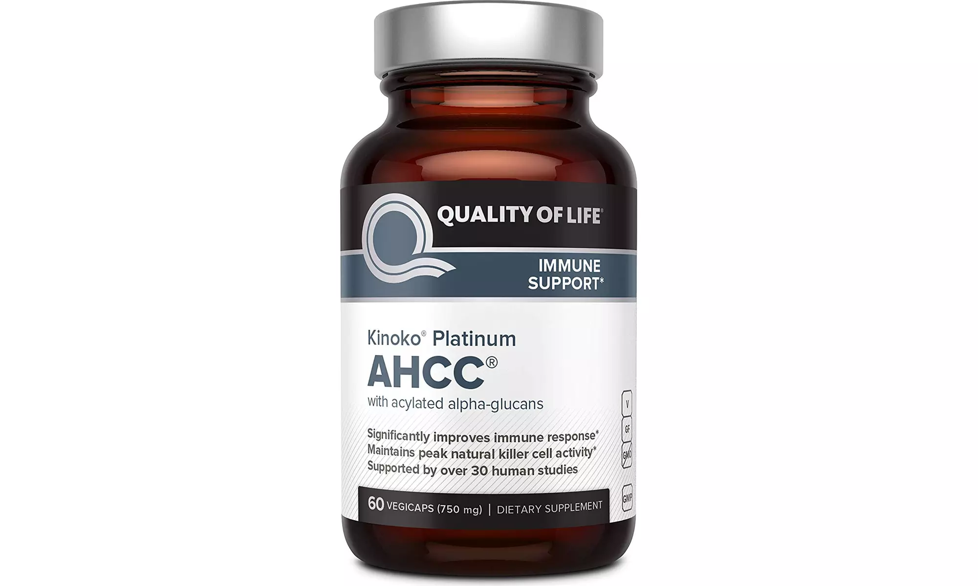 Premium Kinoko Platinum AHCC Supplement 750mg of AHCC per Capsule, 60ct - Primary Image