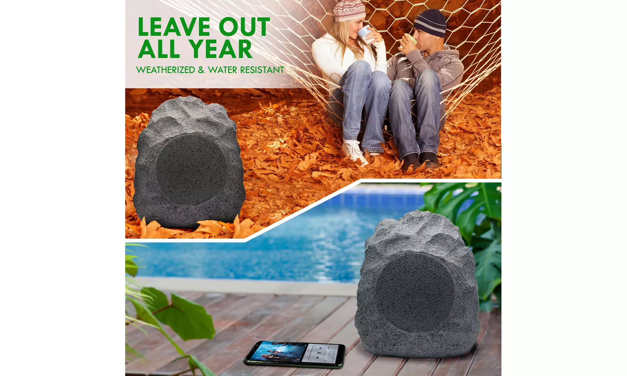 Aduro Ndure Series Outdoor Rugged Rock Style Wireless Speaker - Second Medium