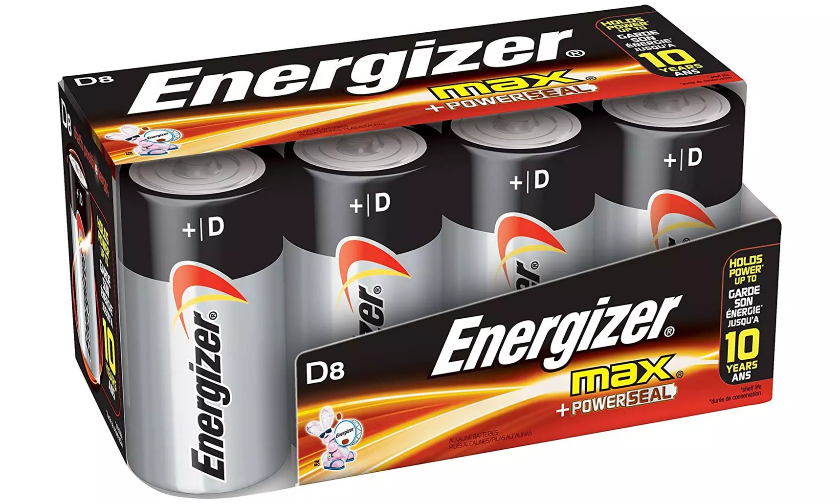  D Cell Batteries, Max Alkaline D Battery Size, (8 Count), Clear  - Primary Image