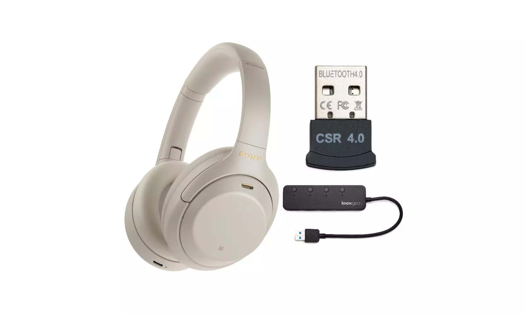 Sony WH-1000XM4 Wireless Noise Canceling Over-Ear Headphones (Silver) Bundle - Primary Image