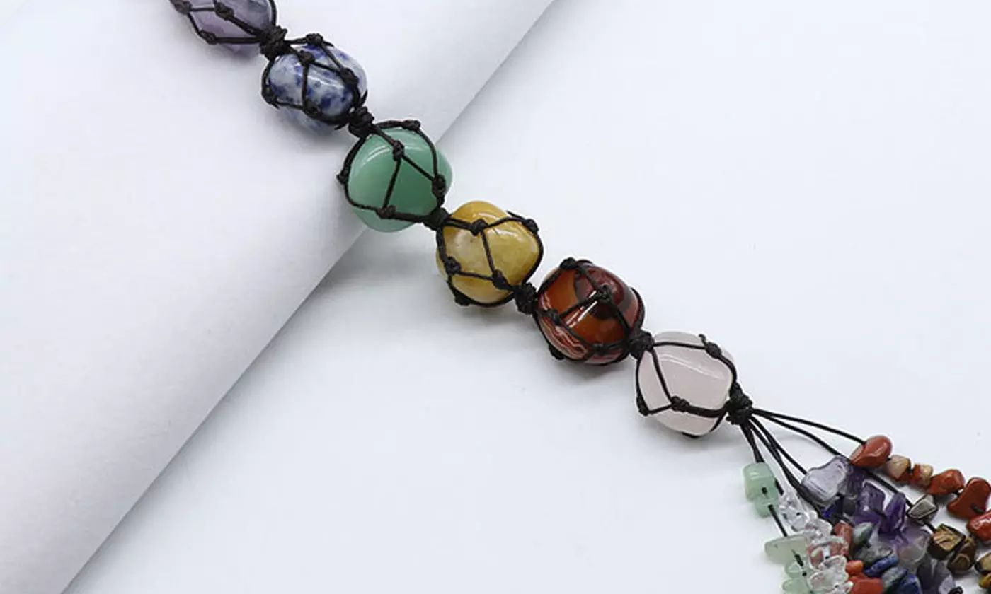 7 Chakra Natural Crystal Gemstone Tassel Hanging Stones Ornaments Car Home Decor