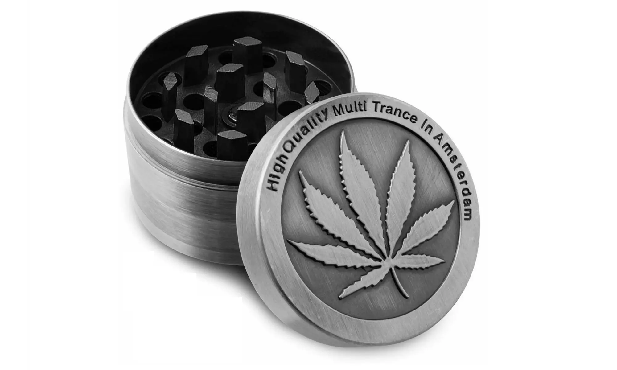 Metal Stainless Steel Vintage Layer Leaf Magnetic Design Herbal Herb Grinder - Primary Image