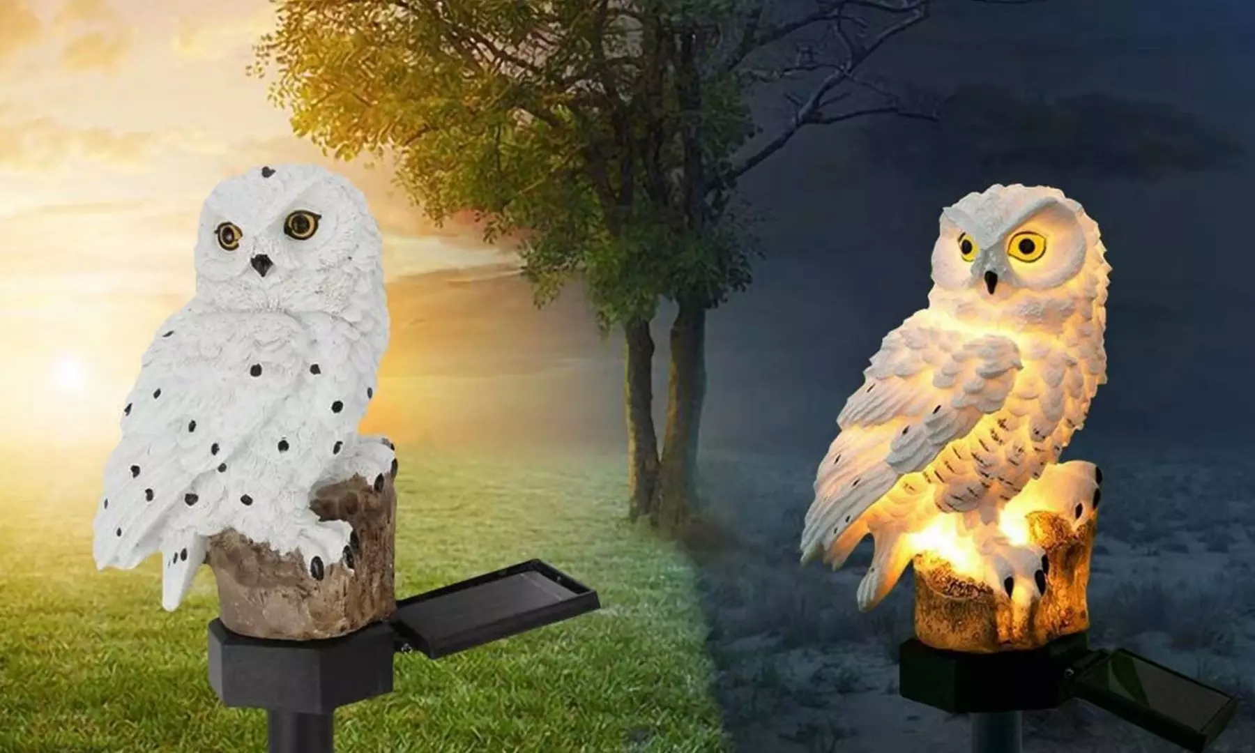2 Pack Solar Lights Outdoor Owl Solar LED Lights Solar Owl Decor Stake Lights