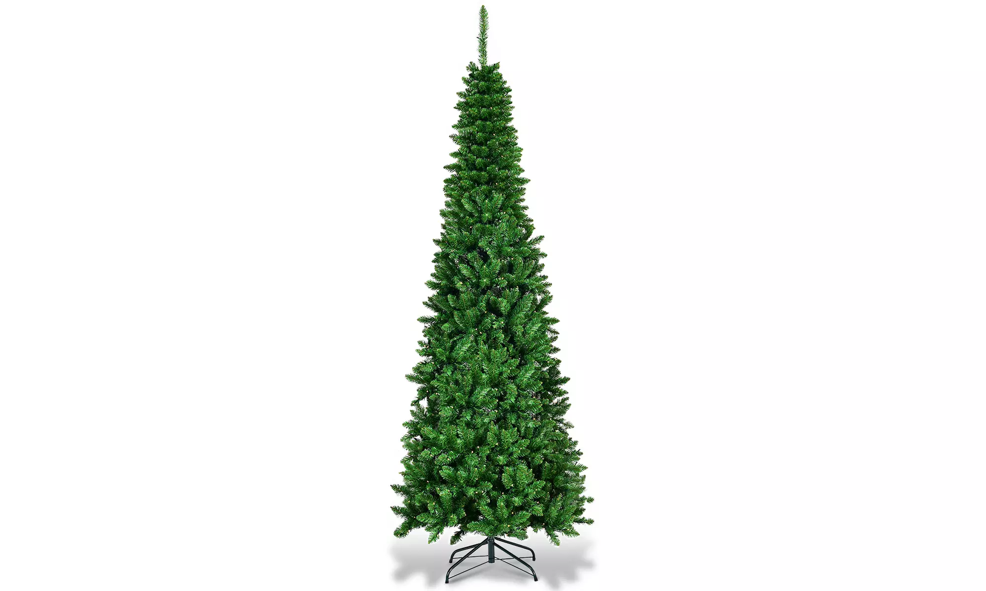 Costway 6.5ft Pre-Lit Hinged Artificial Pencil Christmas Tree with 250  Lights