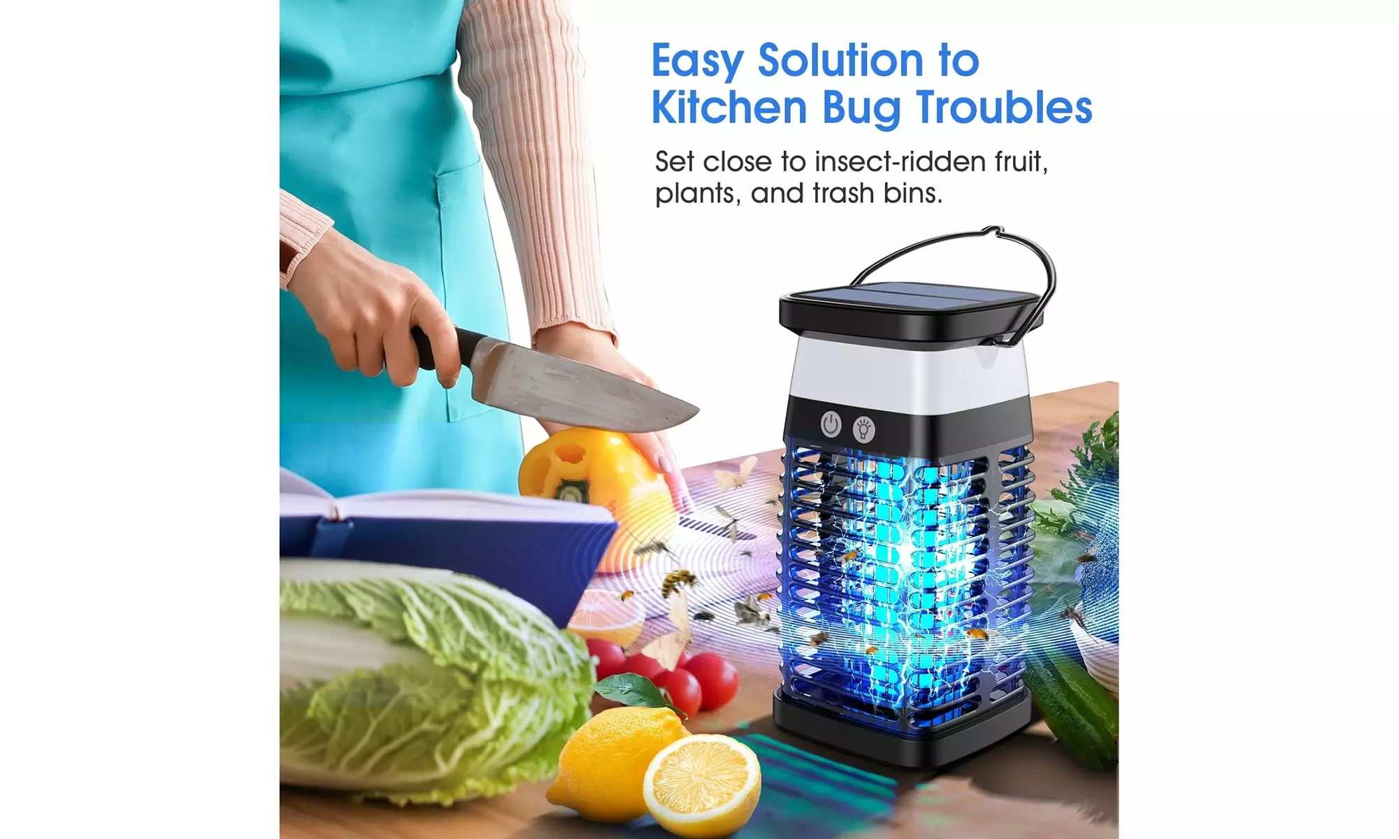 2-in-1 Outdoor Solar Light and Bug Zapper, Solar Bug Zapper Lantern 