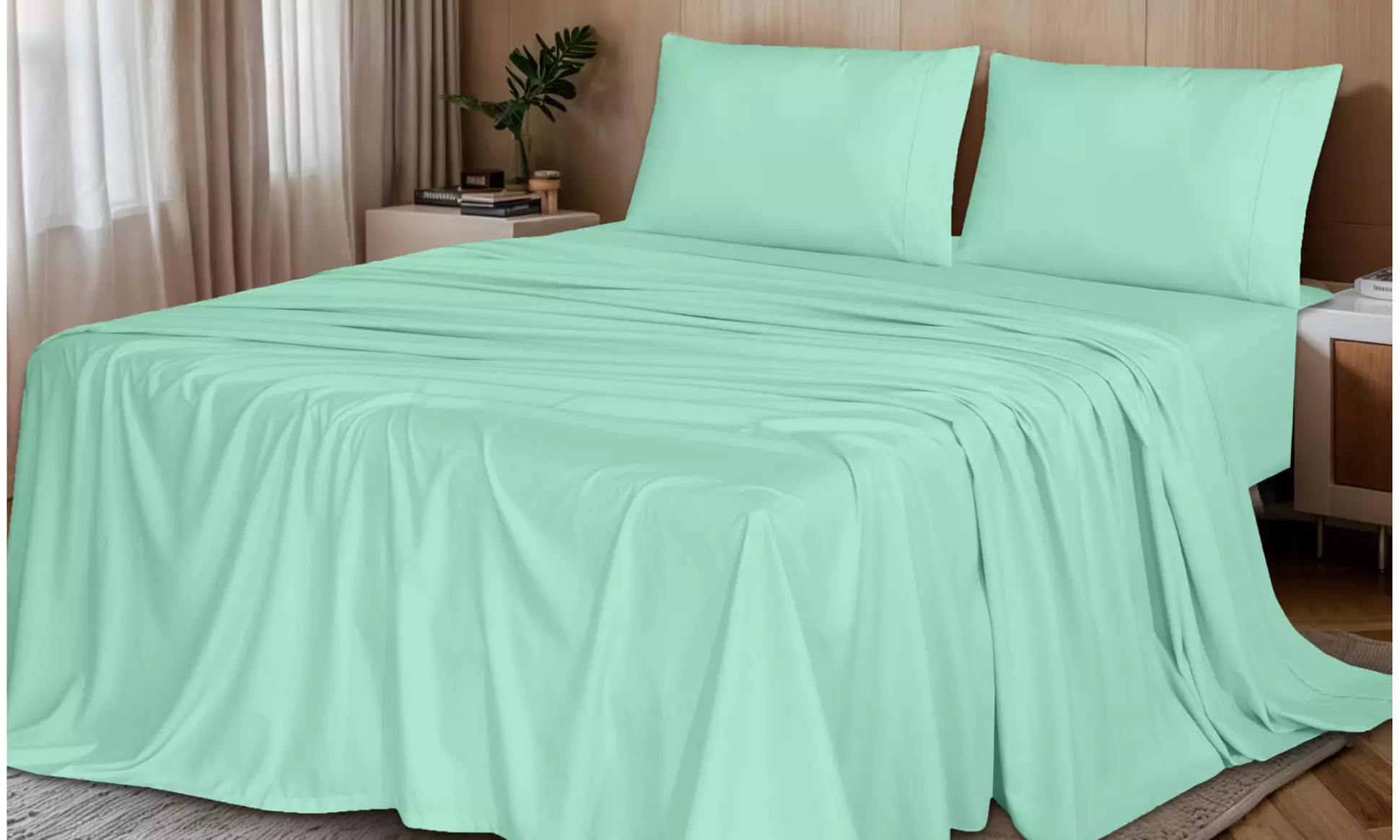 Ruvanti 1800 Series 4 Piece Microfiber Bed Sheet Set Soft Deep Pocket Sheet