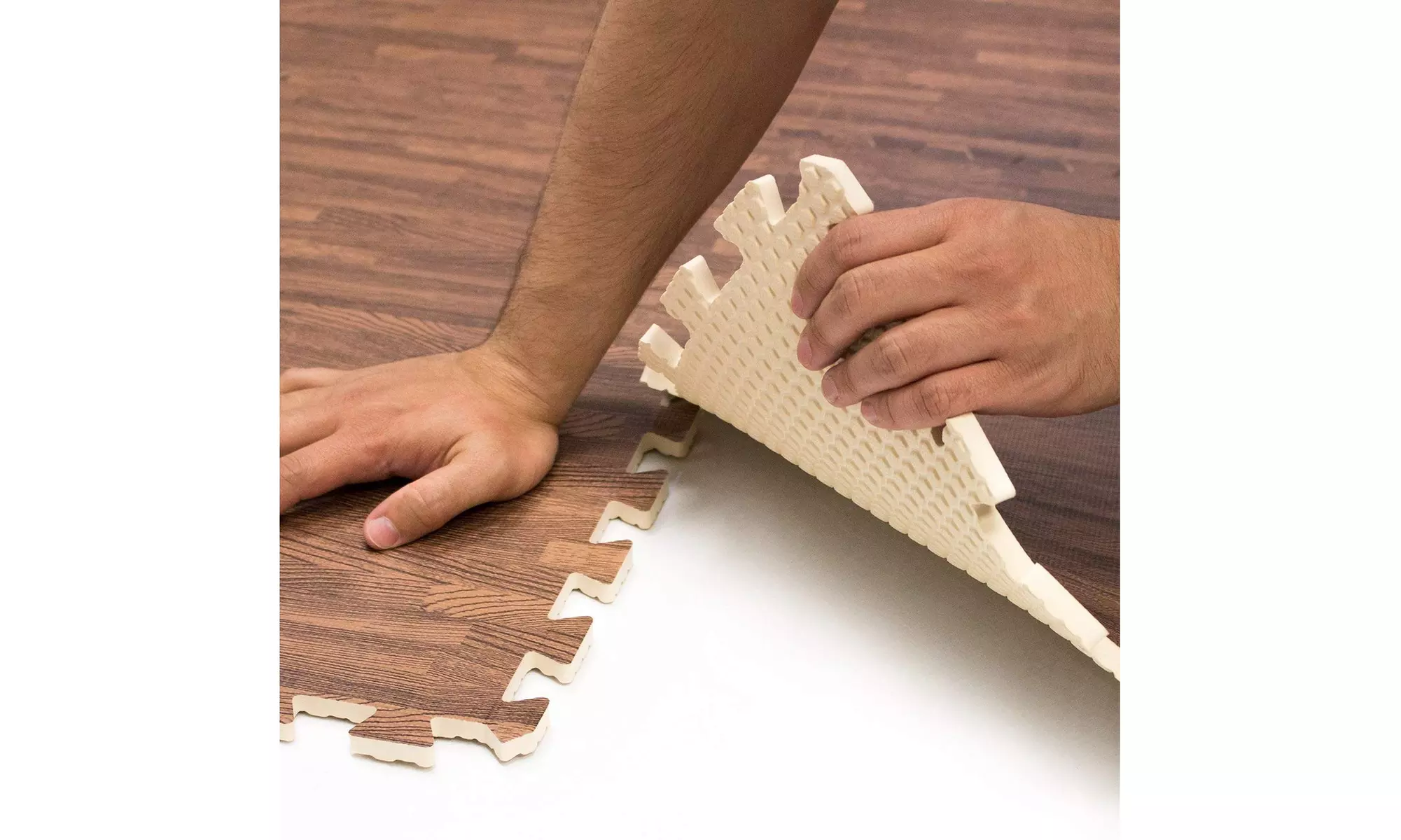 Sorbus Wood Grain Foam Interlocking Floor Mats 3/8" Thick - 12 Tiles - 48 SQ FT