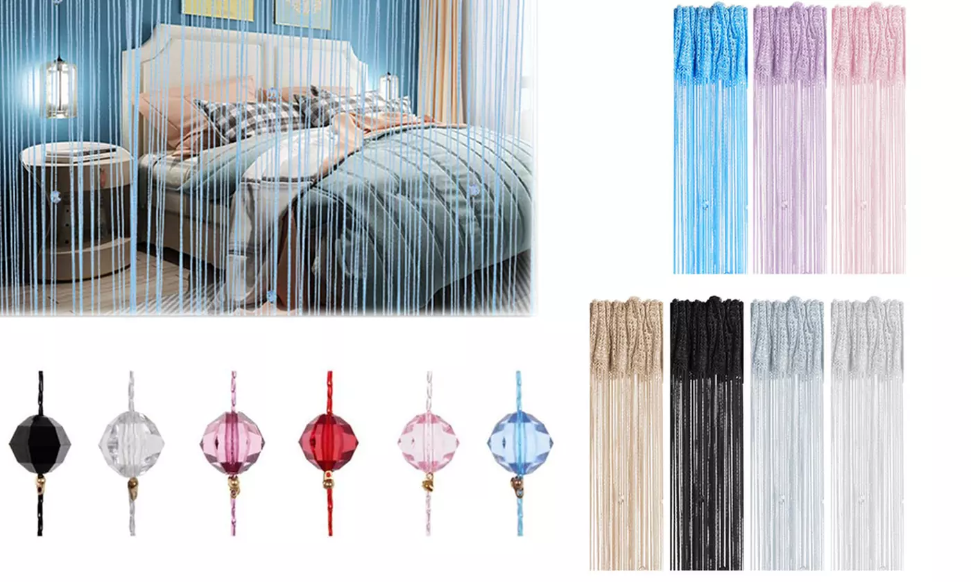 Luxury Curtain Crystal Beads Window String Tassel Door Sheer Panel Curtains - Primary Image