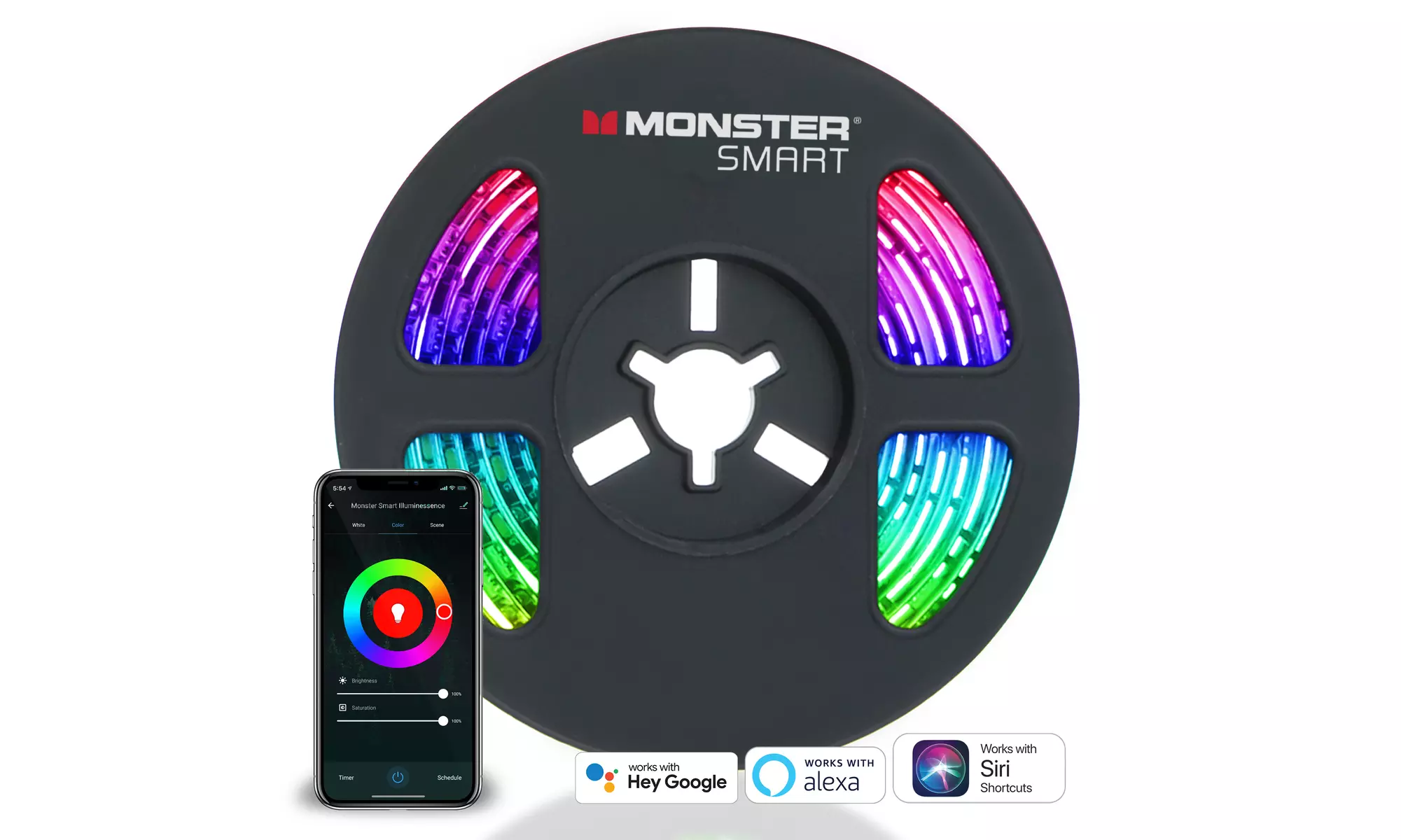 Monster Smart Multicolor LED Light Strip with App and Voice Control 6.5 ft - Primary Image
