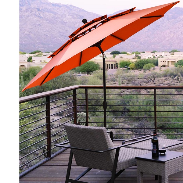 10ft 3 Tier Patio Market Umbrella Aluminum Sunshade Shelter Double Vented Groupon