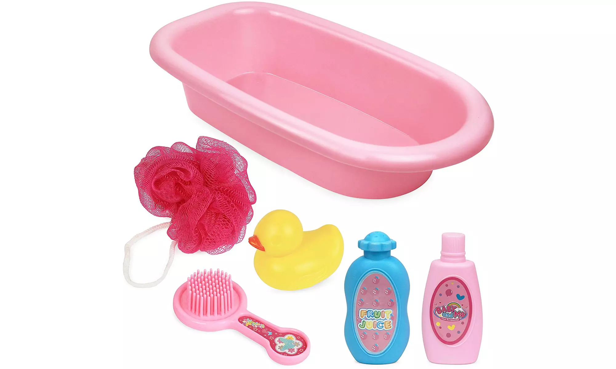Baby Doll Bathtub & Accessories Pretend Playset Set of 6, - Primary Image