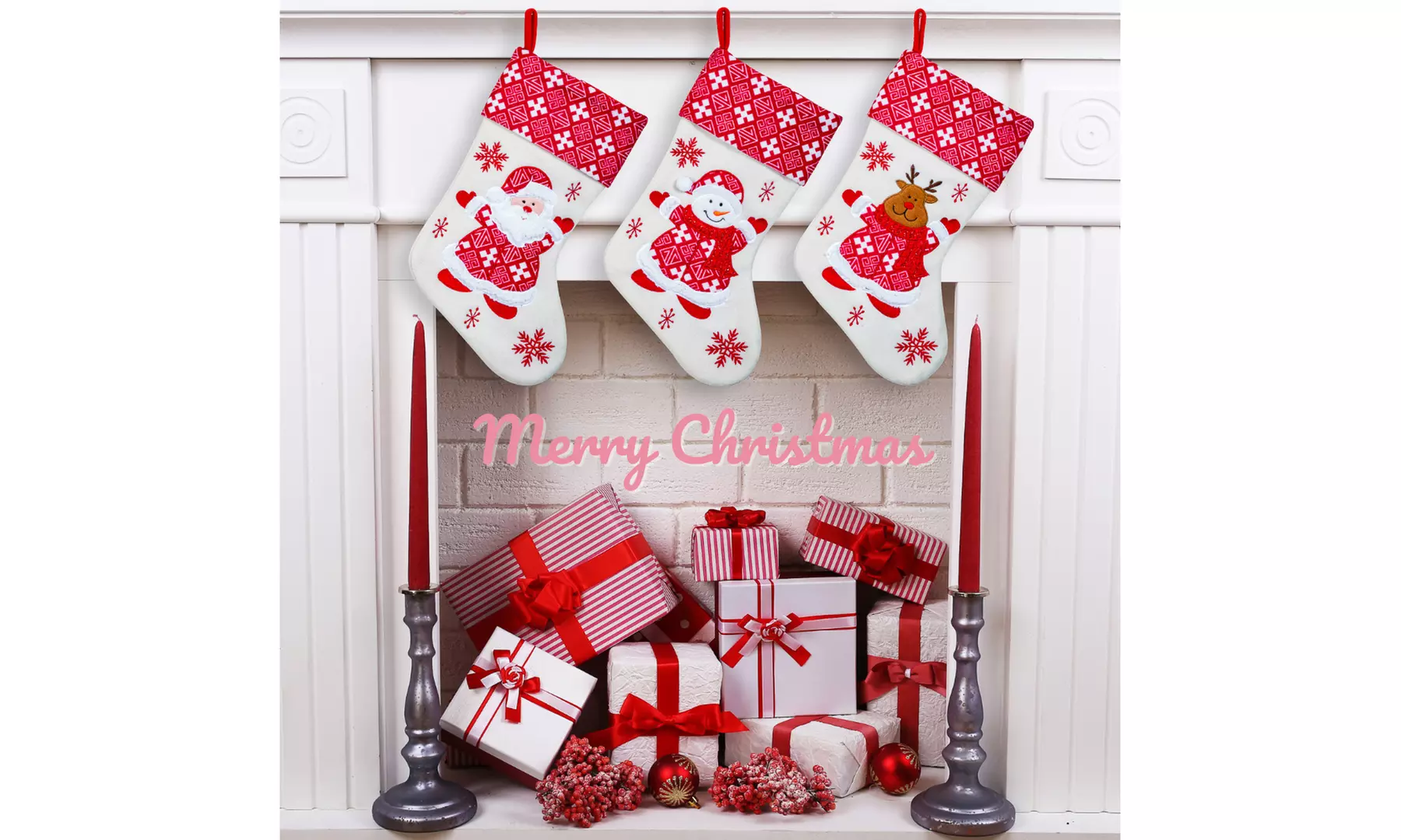 Jolly Christmas Stockings 2-Pack or 3-Pack Festive Holiday Décor