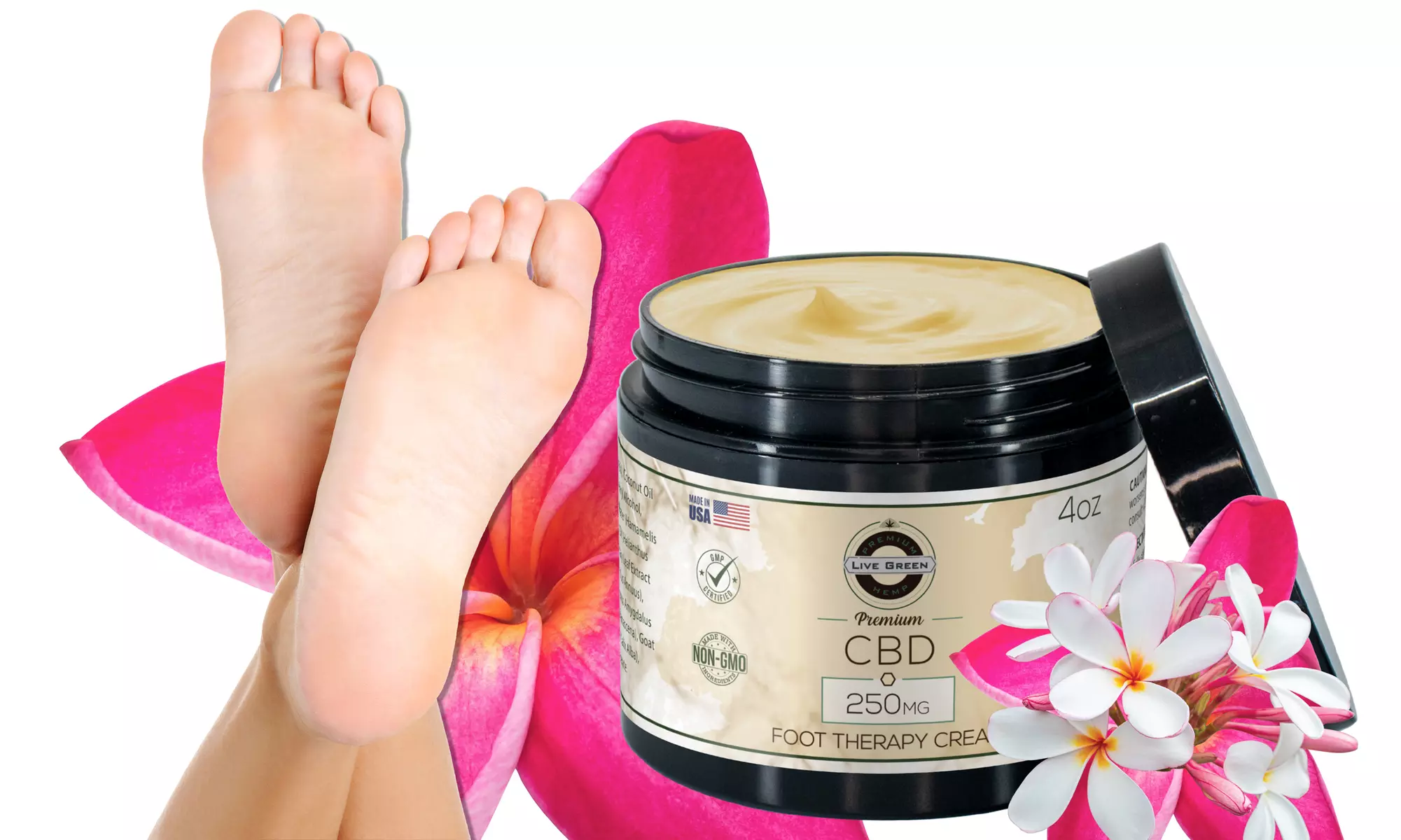 CBD Cracked Feet Cream Willow Bark and Vitamin E 250MG (4oz) by Live Green Hemp  - Primary Image