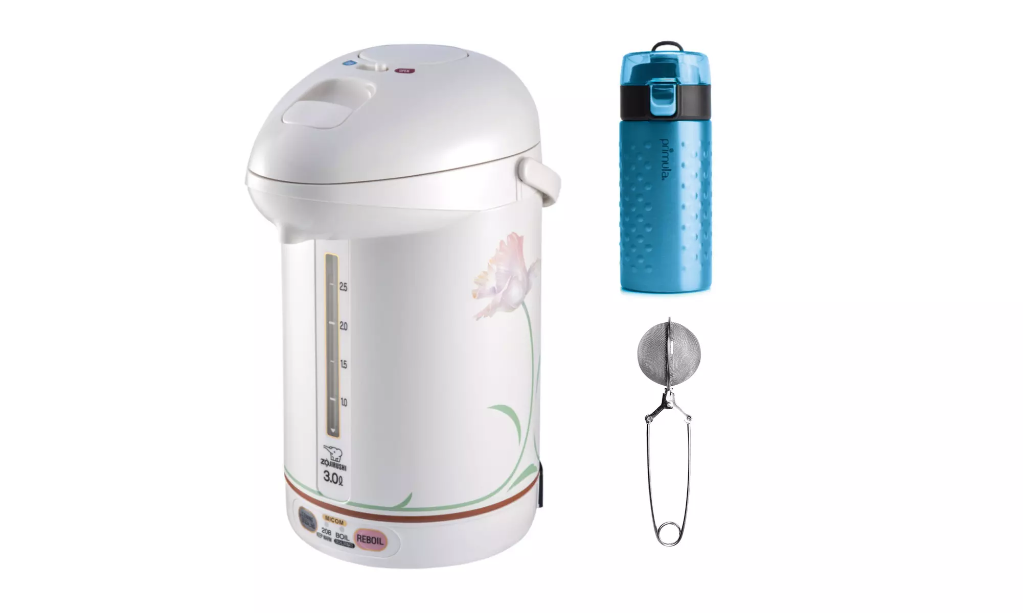 Zojirushi CW-PZC30FC Micom Water Boiler(White) with Tumbler and Tea Infuser - Primary Image