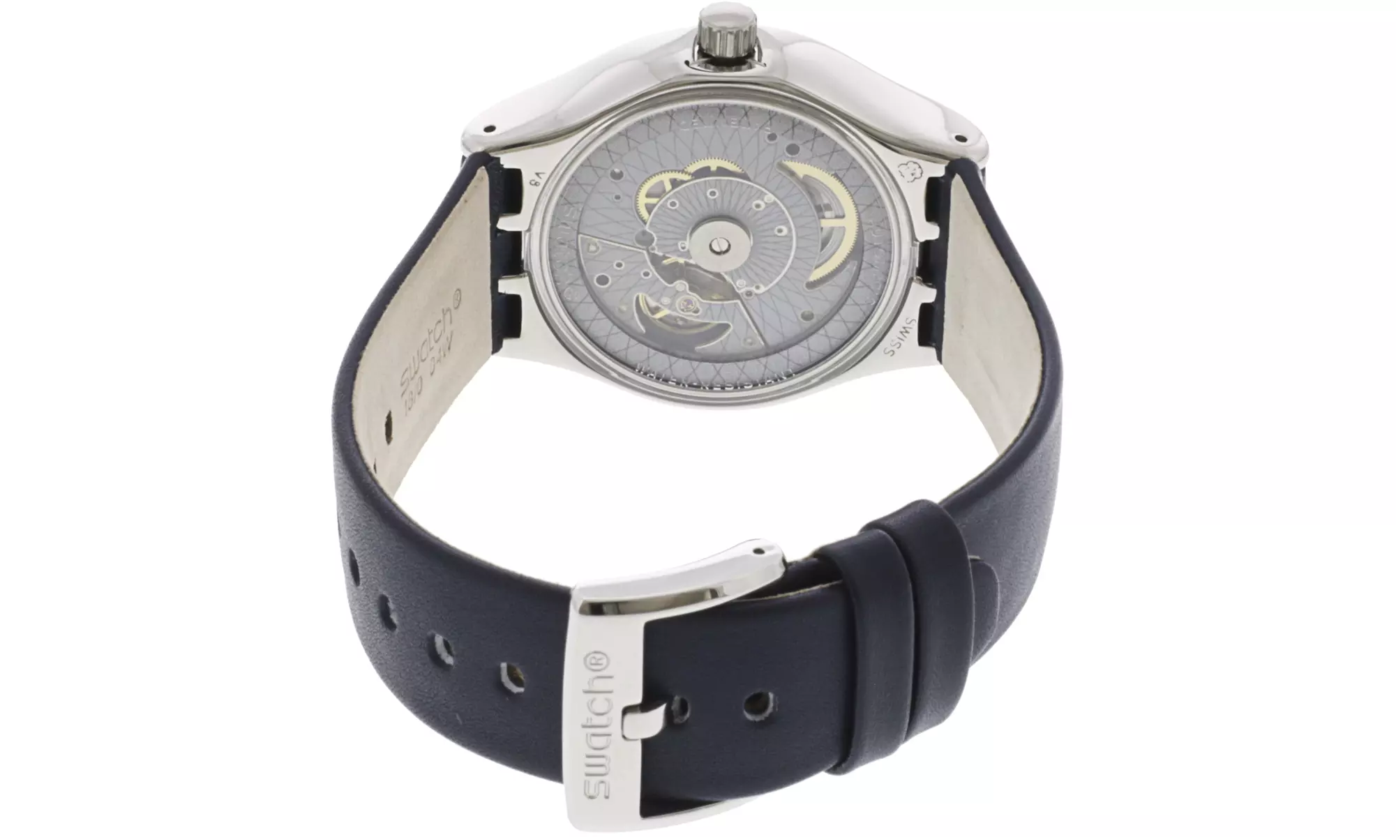 Swatch Men's Sistem Lake YIS420 Silver Leather Quartz Dress Watch - Second Medium