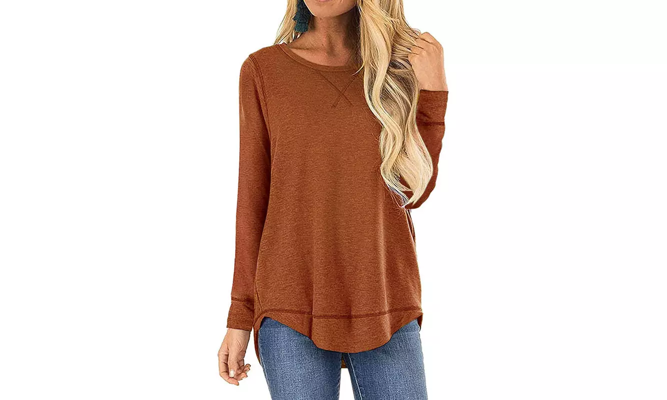 Women's Long Sleeve Tee S-3X  Loose Fit Cross Stitch by Haute Edition 