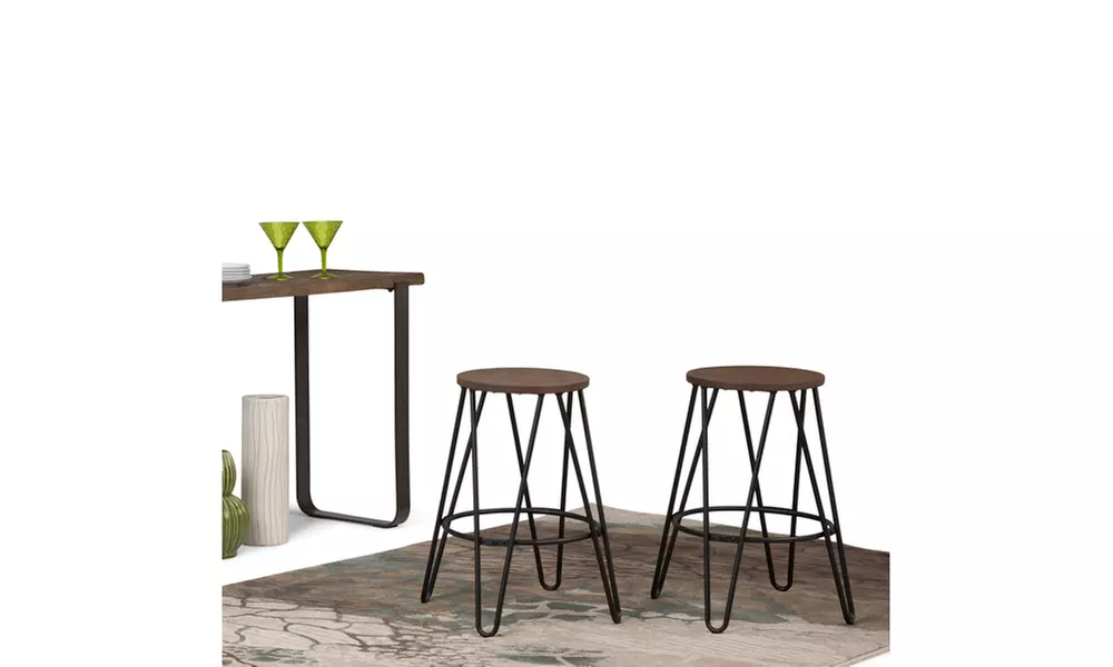 Simeon 24 inch Metal Counter Height Stool with Wood Seat - Primary Image