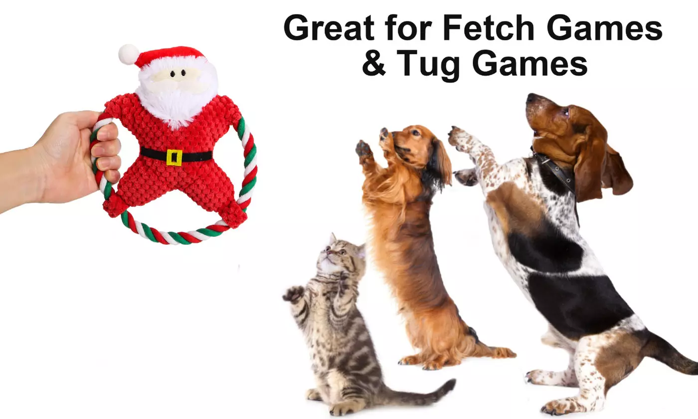 Christmas Santa Claus Rope Squeeky Interactive Plush Dog Toy