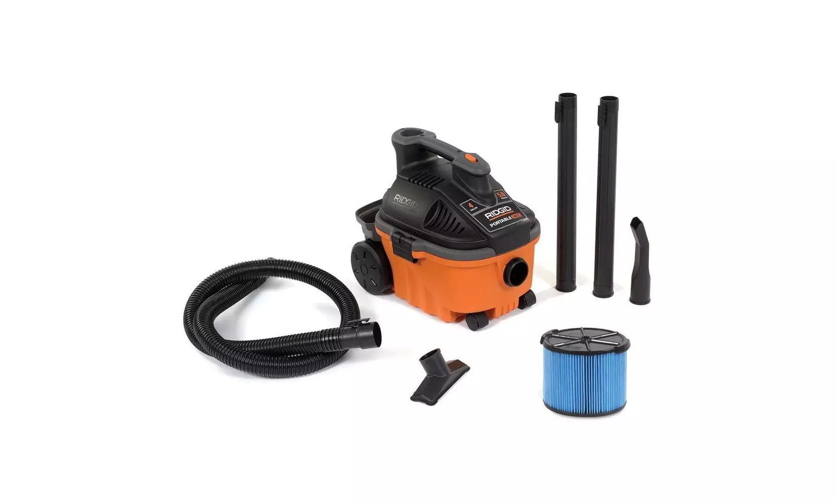 Ridgid Wet Dry Vac 4 Gallon 5 HP Portable Large Rear Wheels Shop Vacuum - Primary Image