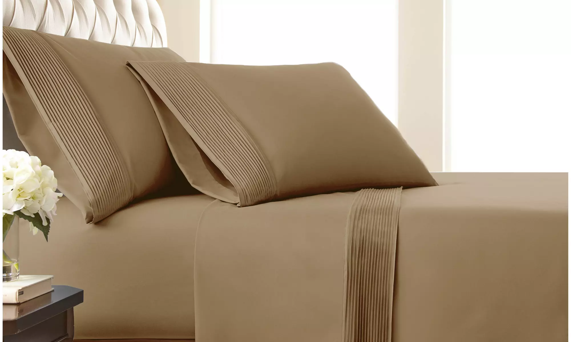 Premium Collection Double Brushed Extra Deep Pocket Pleated Sheet Set
