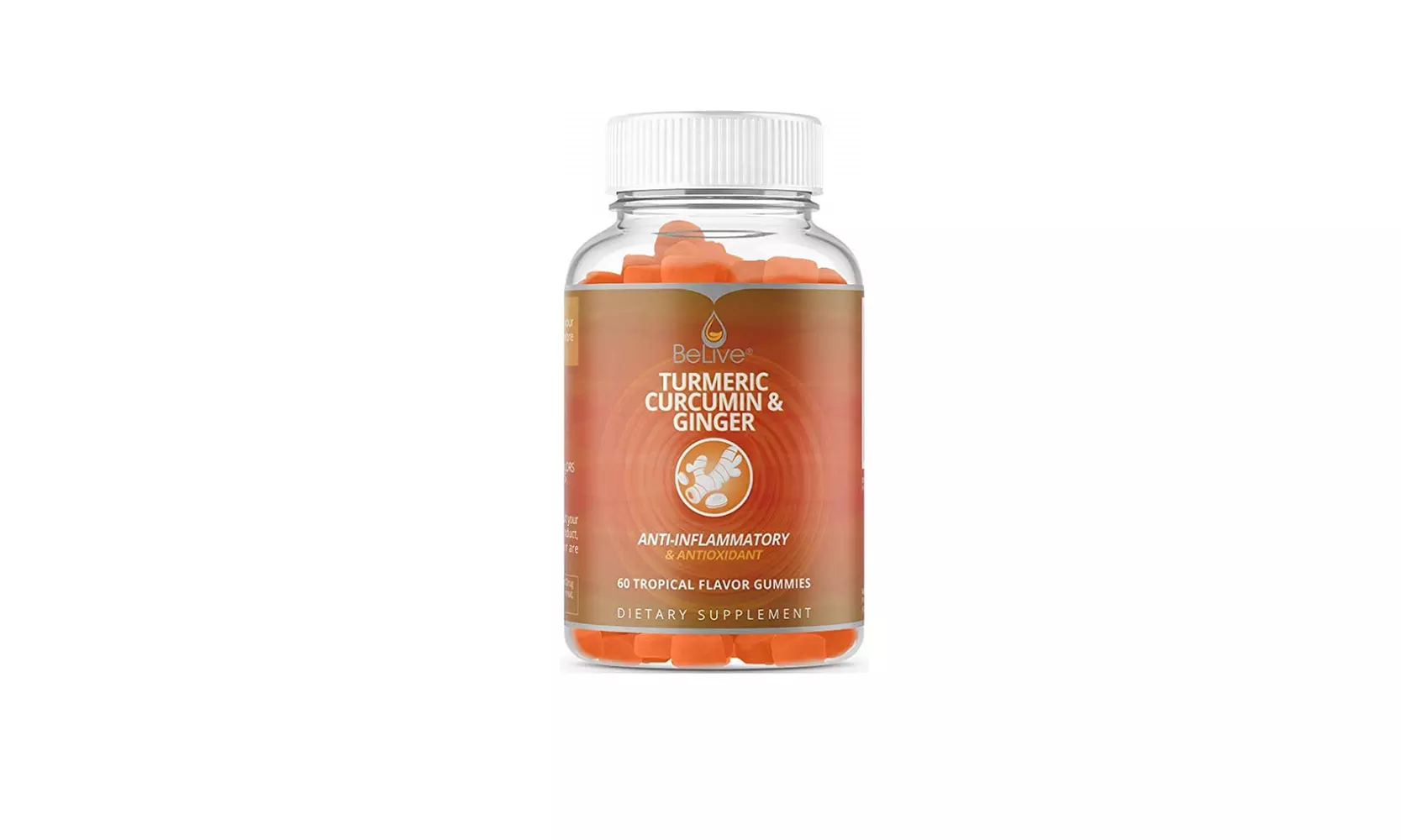 BeLive Turmeric with Ginger Gummies Curcumin Vitamins, Vegetarian Friendly - Second Medium