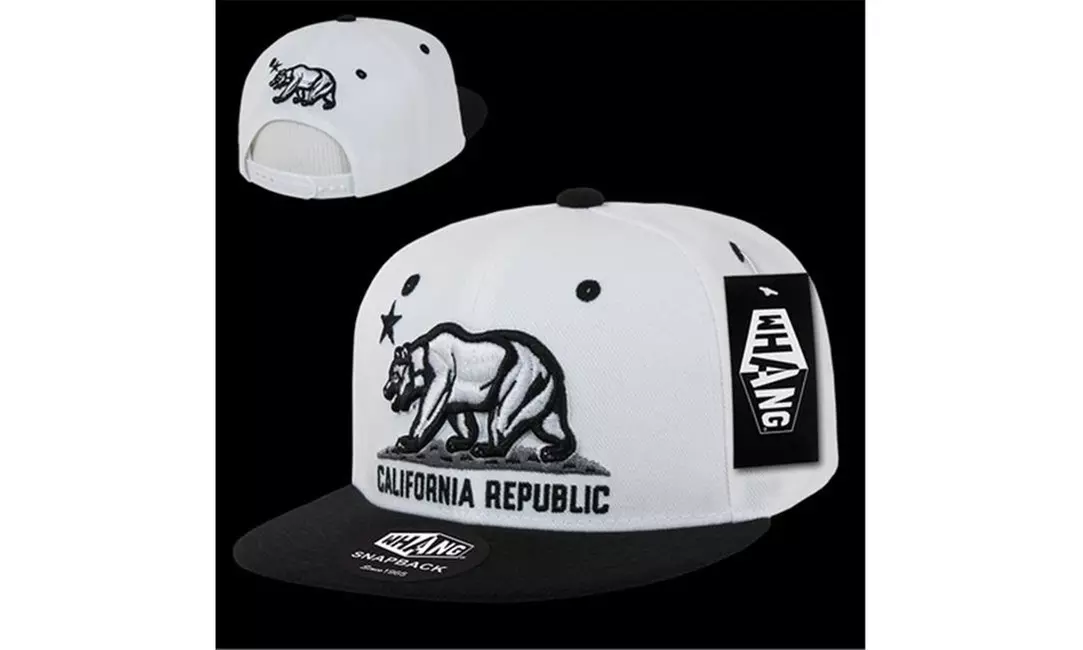Decky W1-CR-WHTBLK California Republic Snapback Cap White & Black - Primary Image