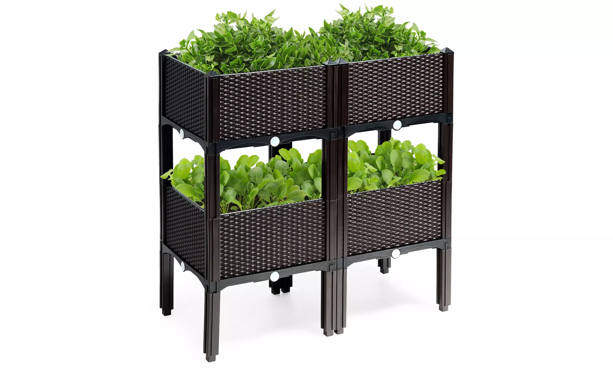 Costway Set of 4 Raised Garden Bed Elevated Flower Vegetable Herb Grow Planter