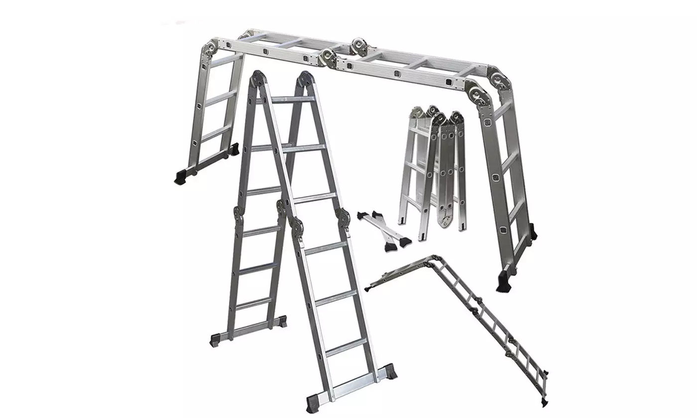 12.5 ft 330lbs Folding Aluminum Multi Purpose Telescopic Extension Ladder - Primary Image