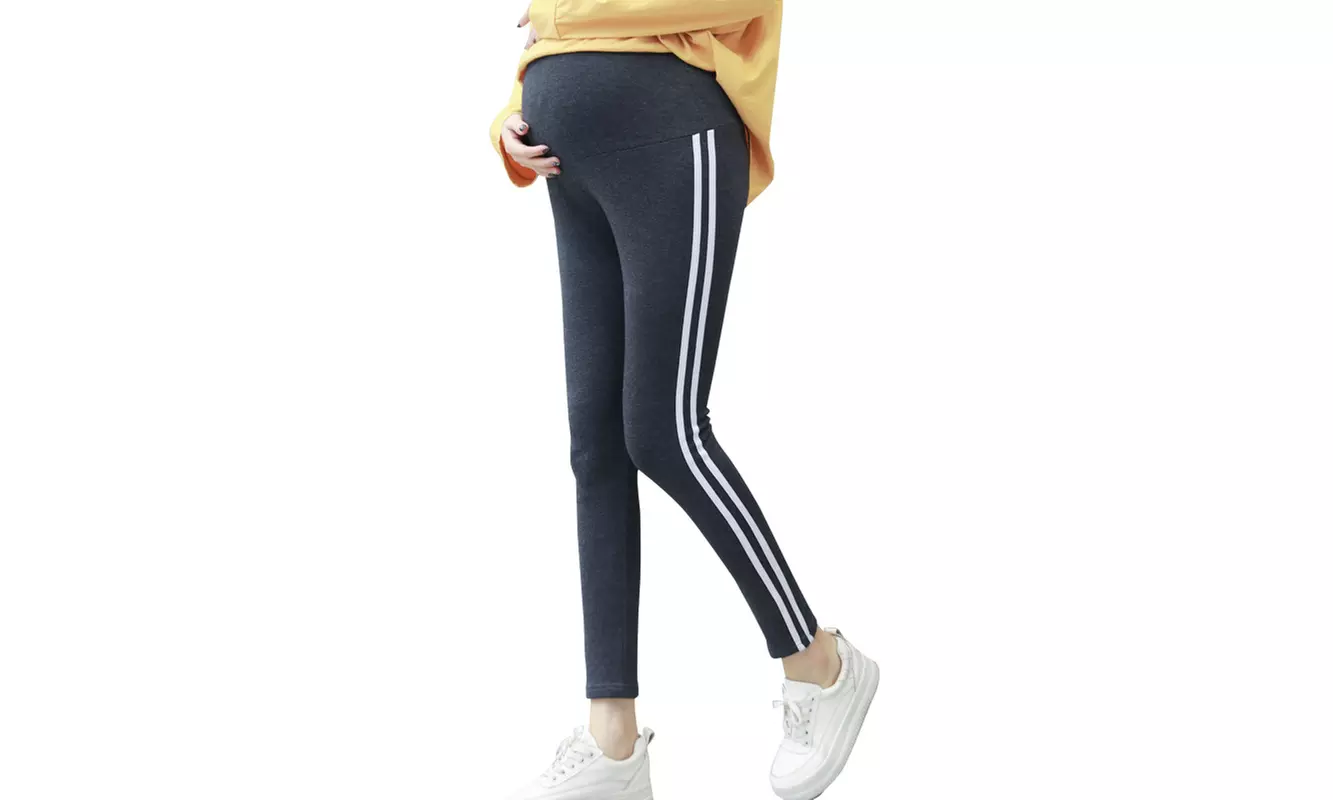 Raised Stretchy Adjustable Pant Leggings Maternity Nursing High Waist Pants - Primary Image