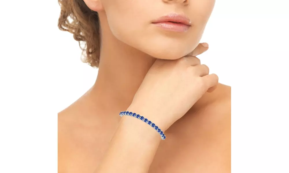 925 Silver 4mm Royal Blue Adjustable Bracelet made with European Crystals - Second Medium