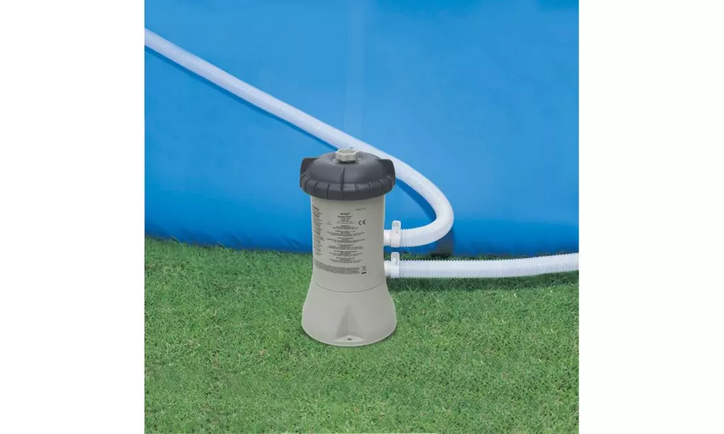 Intex - 10' x 30" Metal Frame Round Above Ground Swimming Pool with Pump - Blue - Second Medium