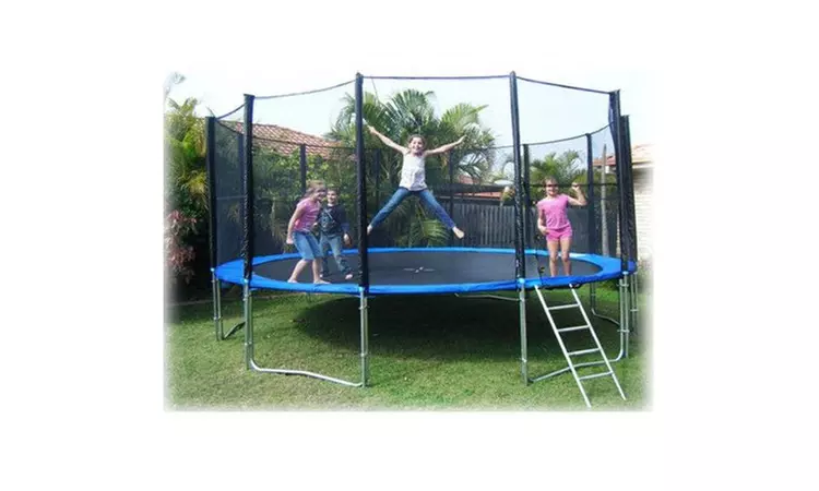 12ft Round Trampoline, with Safety Enclosure Net and Ladder Combo - Primary Image