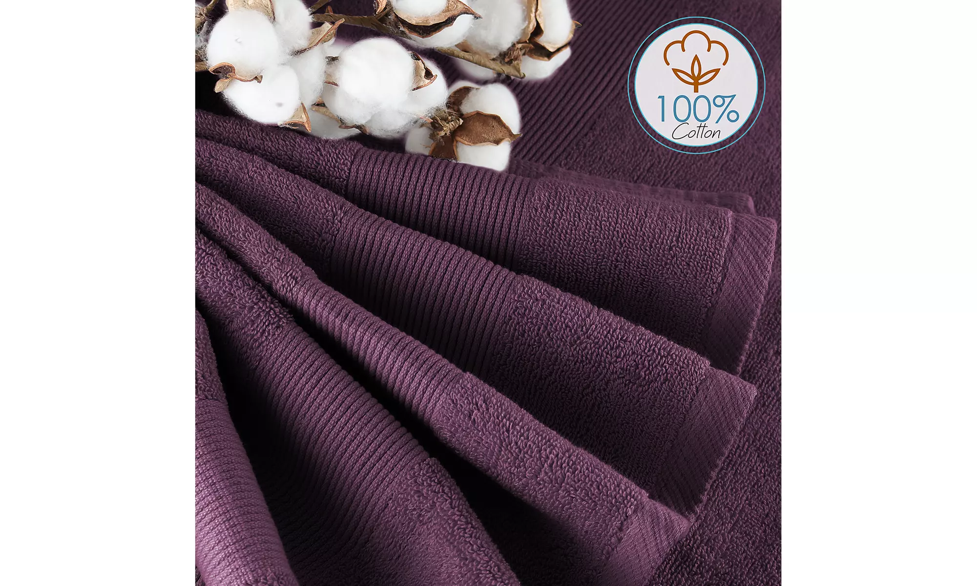 Hearth & Harbor Towels -100% Cotton Set of 10 ; 2 Bath, 2 Hand and 6 Washcloths